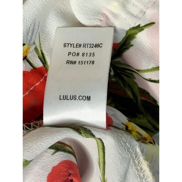 Lulu's Adjustable White Halter Blouse Poppy Floral MEDIUM‎ Cottagecore Feminine - Picture 10 of 12